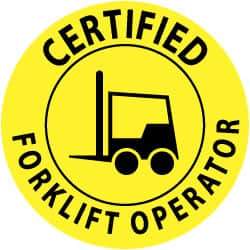 NMC - Certified Forklift Operator, Hard Hat Label - Black on Yellow, 2" Thick, For Certified Operator - USA Tool & Supply