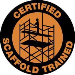 NMC - Certified Scaffold Trained, Hard Hat Label - Orange on Black, 2" Thick, For Certified Operator - USA Tool & Supply