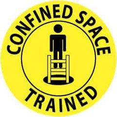 NMC - Confined Space Trained, Hard Hat Label - Black on Yellow, 2" Thick, For Accident Prevention - USA Tool & Supply