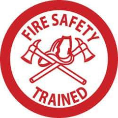 NMC - Fire Safety Trained, Hard Hat Label - Red on White, 2" Thick, For Accident Prevention - USA Tool & Supply