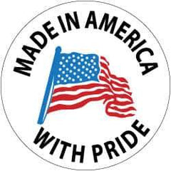 NMC - Made in America with Pride, Hard Hat Label - Blue & Black on White, Red, 2" Thick, For Accident Prevention - USA Tool & Supply