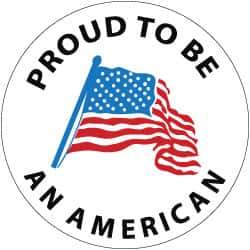 NMC - Proud to Be an American, Hard Hat Label - Blue & Black on White, Red, 2" Thick, For Accident Prevention - USA Tool & Supply