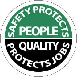 NMC - Safety Protects People - Quality Protects Job, Hard Hat Label - White on Green & Black, 2" Thick, For Accident Prevention - USA Tool & Supply