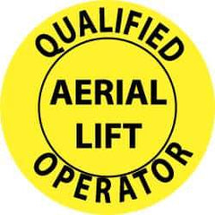 NMC - Qualified Aerial Lift Operator, Hard Hat Label - Black on Yellow, 2" Thick, For Certified Operator - USA Tool & Supply