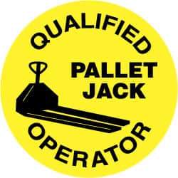 NMC - Qualified Pallet Jack Operator, Hard Hat Label - Black on Yellow, 2" Thick, For Certified Operator - USA Tool & Supply