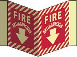 NMC - Fire Extinguisher, Acrylic Fire Sign - 8-3/4" Wide x 5-3/4" High, Glow-in-the-Dark - USA Tool & Supply