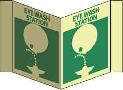 NMC - "Eye Wash Station", 5-3/4" Long x 8-3/4" Wide, Rigid Plastic Safety Sign - Rectangle, 0.125" Thick, Use for First Aid - USA Tool & Supply