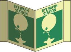 NMC - "Eye Wash Station", 5-3/4" Long x 8-3/4" Wide, Rigid Plastic Safety Sign - Rectangle, 0.125" Thick, Use for First Aid - USA Tool & Supply