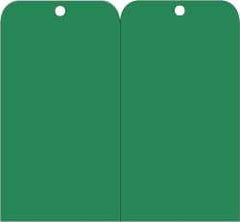 NMC - 3" High x 6" Long, Safety & Facility Blank Tag - 2 Sides, Green Unrippable Vinyl - USA Tool & Supply