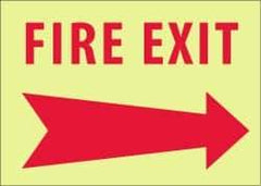 NMC - Fire Exit, Pressure Sensitive Vinyl Fire Sign - 14" Wide x 10" High, Glow-in-the-Dark - USA Tool & Supply