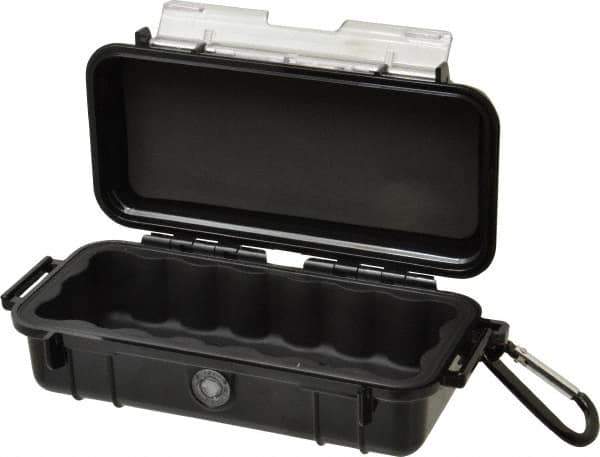 Pelican Products, Inc. - 3-7/8" Wide x 3-7/8" Deep x 2-7/16" High, Clamshell Hard Case - Black, Polycarbonate - USA Tool & Supply