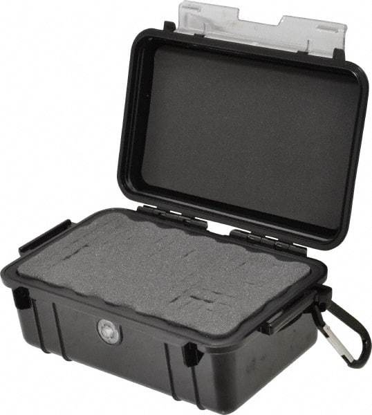 Pelican Products, Inc. - 5-1/16" Wide x 3-17/25" Deep x 3-1/8" High, Clamshell Hard Case - Black, Polycarbonate - USA Tool & Supply