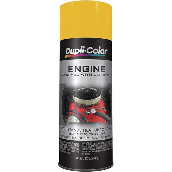 Dupli-Color - 12 oz Daytona Yellow Automotive Heat Resistant Paint - Gloss Finish, 500°F Max Temp, Comes in Aerosol Can - USA Tool & Supply