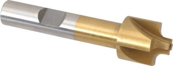 Interstate - 7/64" Radius, 5/8" Mill Diam, 4 Flute High Speed Steel Corner Rounding End Mill - Single End, TiN Finish, 2-1/2" OAL, 3/8" Shank Diam - USA Tool & Supply