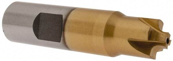 Interstate - 1/8" Radius, 5/8" Mill Diam, 4 Flute High Speed Steel Corner Rounding End Mill - Single End, TiN Finish, 3" OAL, 3/4" Shank Diam - USA Tool & Supply