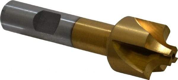 Interstate - 3/16" Radius, 7/8" Mill Diam, 4 Flute High Speed Steel Corner Rounding End Mill - Single End, TiN Finish, 3" OAL, 1/2" Shank Diam - USA Tool & Supply