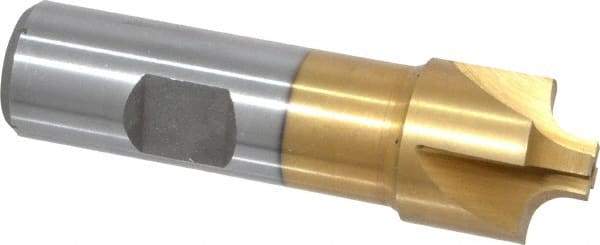 Interstate - 3/16" Radius, 7/8" Mill Diam, 4 Flute High Speed Steel Corner Rounding End Mill - Single End, TiN Finish, 3-1/8" OAL, 3/4" Shank Diam - USA Tool & Supply
