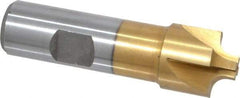Interstate - 3/16" Radius, 7/8" Mill Diam, 4 Flute High Speed Steel Corner Rounding End Mill - Single End, TiN Finish, 3-1/8" OAL, 3/4" Shank Diam - USA Tool & Supply