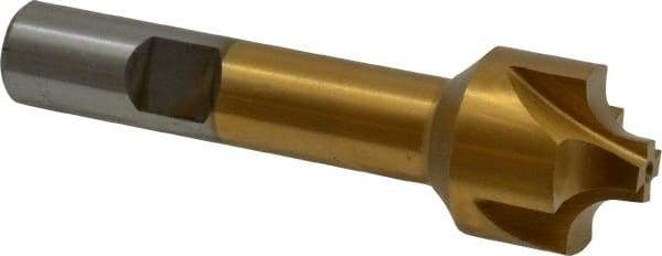 Interstate - 13/64" Radius, 7/8" Mill Diam, 4 Flute High Speed Steel Corner Rounding End Mill - Single End, TiN Finish, 3-1/8" OAL, 1/2" Shank Diam - USA Tool & Supply