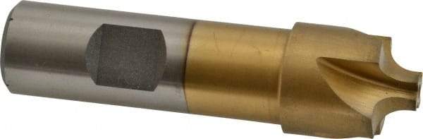 Interstate - 7/32" Radius, 7/8" Mill Diam, 4 Flute High Speed Steel Corner Rounding End Mill - Single End, TiN Finish, 3-1/4" OAL, 3/4" Shank Diam - USA Tool & Supply