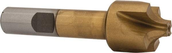 Interstate - 15/64" Radius, 7/8" Mill Diam, 4 Flute High Speed Steel Corner Rounding End Mill - Single End, TiN Finish, 3-1/8" OAL, 1/2" Shank Diam - USA Tool & Supply