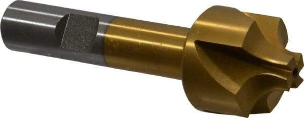 Interstate - 1/4" Radius, 1" Mill Diam, 4 Flute High Speed Steel Corner Rounding End Mill - Single End, TiN Finish, 3-1/8" OAL, 1/2" Shank Diam - USA Tool & Supply