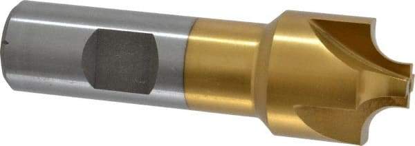 Interstate - 1/4" Radius, 1" Mill Diam, 4 Flute High Speed Steel Corner Rounding End Mill - Single End, TiN Finish, 3-1/4" OAL, 3/4" Shank Diam - USA Tool & Supply