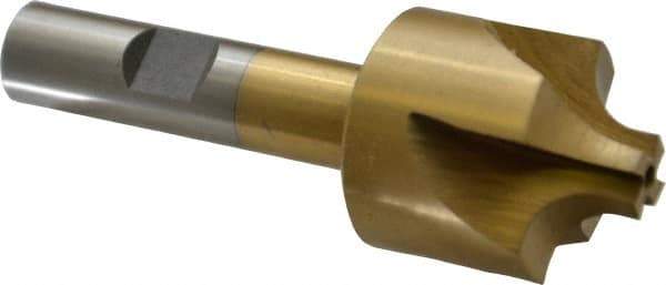 Interstate - 9/32" Radius, 1-1/8" Mill Diam, 4 Flute High Speed Steel Corner Rounding End Mill - Single End, TiN Finish, 3-1/4" OAL, 1/2" Shank Diam - USA Tool & Supply