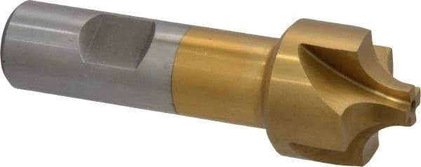 Interstate - 5/16" Radius, 1-1/8" Mill Diam, 4 Flute High Speed Steel Corner Rounding End Mill - Single End, TiN Finish, 3-1/2" OAL, 3/4" Shank Diam - USA Tool & Supply