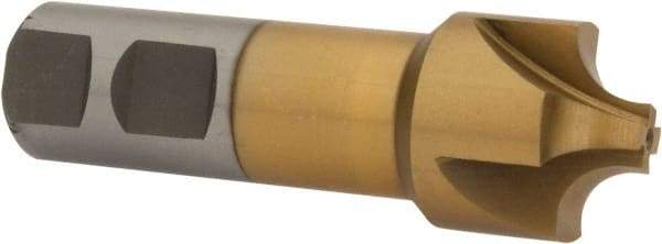 Interstate - 5/16" Radius, 1-1/8" Mill Diam, 4 Flute High Speed Steel Corner Rounding End Mill - Single End, TiN Finish, 3-1/4" OAL, 7/8" Shank Diam - USA Tool & Supply