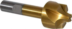 Interstate - 21/64" Radius, 1-1/8" Mill Diam, 4 Flute High Speed Steel Corner Rounding End Mill - Single End, TiN Finish, 3-1/4" OAL, 1/2" Shank Diam - USA Tool & Supply