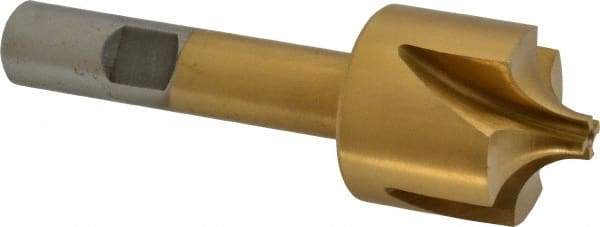 Interstate - 11/32" Radius, 1-1/8" Mill Diam, 4 Flute High Speed Steel Corner Rounding End Mill - Single End, TiN Finish, 3-1/2" OAL, 1/2" Shank Diam - USA Tool & Supply