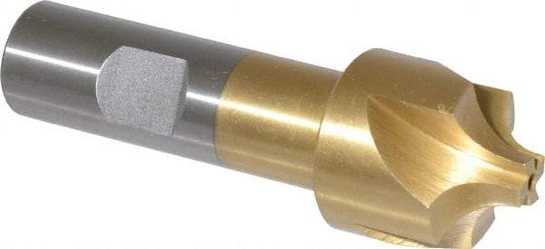 Interstate - 11/32" Radius, 1-1/8" Mill Diam, 4 Flute High Speed Steel Corner Rounding End Mill - Single End, TiN Finish, 3-1/2" OAL, 3/4" Shank Diam - USA Tool & Supply