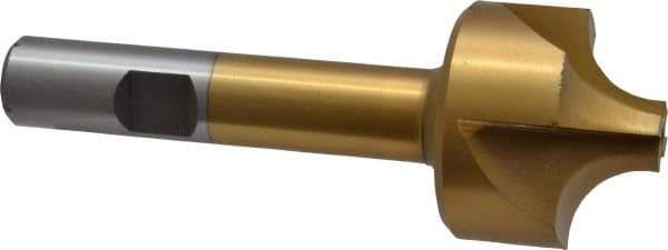 Interstate - 3/8" Radius, 1-1/4" Mill Diam, 4 Flute High Speed Steel Corner Rounding End Mill - Single End, TiN Finish, 3-1/2" OAL, 1/2" Shank Diam - USA Tool & Supply