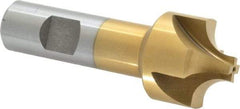 Interstate - 3/8" Radius, 1-1/4" Mill Diam, 4 Flute High Speed Steel Corner Rounding End Mill - Single End, TiN Finish, 3-1/2" OAL, 3/4" Shank Diam - USA Tool & Supply