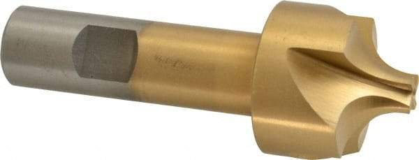 Interstate - 3/8" Radius, 1-1/4" Mill Diam, 4 Flute High Speed Steel Corner Rounding End Mill - Single End, TiN Finish, 3-3/4" OAL, 7/8" Shank Diam - USA Tool & Supply