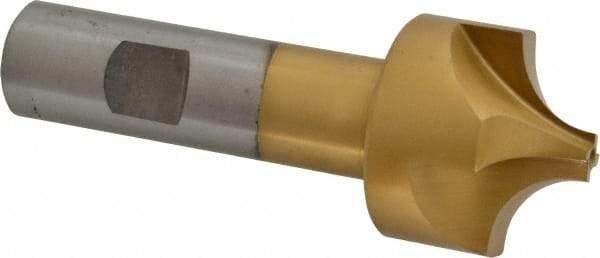 Interstate - 15/32" Radius, 1-3/8" Mill Diam, 4 Flute High Speed Steel Corner Rounding End Mill - Single End, TiN Finish, 3-3/4" OAL, 3/4" Shank Diam - USA Tool & Supply