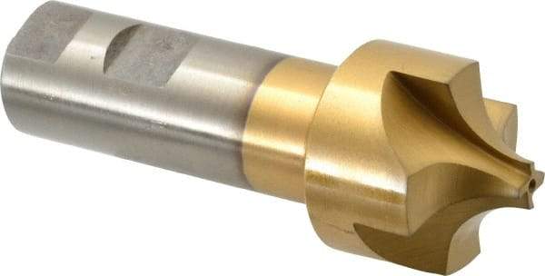 Interstate - 1/2" Radius, 1-1/2" Mill Diam, 4 Flute High Speed Steel Corner Rounding End Mill - Single End, TiN Finish, 4-1/8" OAL, 1" Shank Diam - USA Tool & Supply