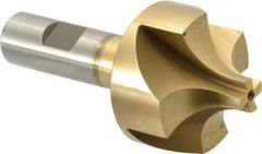 Interstate - 9/16" Radius, 1-5/16" Mill Diam, 4 Flute High Speed Steel Corner Rounding End Mill - Single End, TiN Finish, 4" OAL, 3/4" Shank Diam - USA Tool & Supply