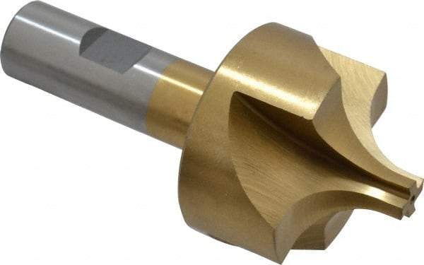 Interstate - 19/32" Radius, 1-15/16" Mill Diam, 4 Flute High Speed Steel Corner Rounding End Mill - Single End, TiN Finish, 4" OAL, 3/4" Shank Diam - USA Tool & Supply