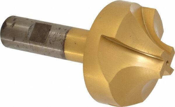 Interstate - 11/16" Radius, 2-1/4" Mill Diam, 4 Flute High Speed Steel Corner Rounding End Mill - Single End, TiN Finish, 4-1/8" OAL, 3/4" Shank Diam - USA Tool & Supply