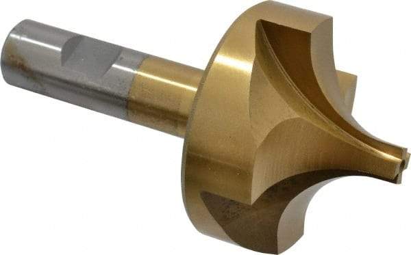 Interstate - 7/8" Radius, 2-1/2" Mill Diam, 4 Flute High Speed Steel Corner Rounding End Mill - Single End, TiN Finish, 4-1/2" OAL, 3/4" Shank Diam - USA Tool & Supply