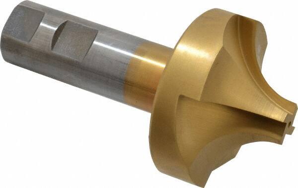 Interstate - 7/8" Radius, 2-1/2" Mill Diam, 4 Flute High Speed Steel Corner Rounding End Mill - Single End, TiN Finish, 4-1/2" OAL, 1" Shank Diam - USA Tool & Supply
