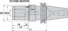 Kennametal - CAT40 Taper Shank, 12mm Hole Diam, Hydraulic Tool Holder/Chuck - 31.6mm Nose Diam, 95mm Projection, 36mm Clamp Depth, 15,000 RPM, Through Coolant - Exact Industrial Supply