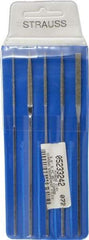 Strauss - 5 Piece Diamond Pattern File Set - 5-1/2" Long, Coarse Coarseness, Square Handle, Set Includes Equalling, Half Round, Round, Square - USA Tool & Supply