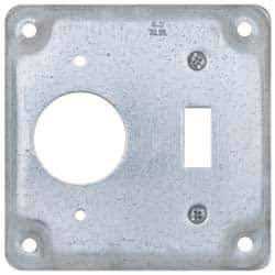 Cooper Crouse-Hinds - Electrical Outlet Box Steel Square Surface Cover - USA Tool & Supply