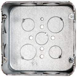 Cooper Crouse-Hinds - 1 Gang, (13) 1/2 & 3/4" Knockouts, Steel Square Outlet Box - 4-11/16" Overall Height x 4-11/16" Overall Width x 2-1/8" Overall Depth - USA Tool & Supply