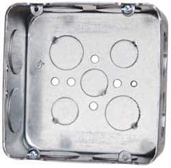 Cooper Crouse-Hinds - 1 Gang, (13) 1/2 & 3/4" Knockouts, Steel Square Outlet Box - 4-11/16" Overall Height x 4-11/16" Overall Width x 2-1/8" Overall Depth - USA Tool & Supply