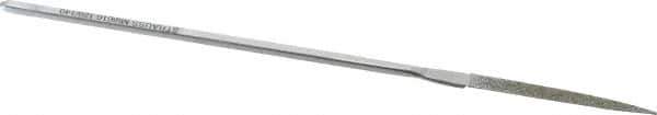 Strauss - 5-1/2" OAL Medium Barrette Needle Diamond File - 5/32" Wide x 1/16" Thick, 1-5/8 LOC, 126 Grit - USA Tool & Supply