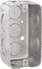 Cooper Crouse-Hinds - 1 Gang, (9) 1/2 & 3/4" Knockouts, Steel Rectangle Wall Box - 4" Overall Height x 2-1/8" Overall Width x 1-7/8" Overall Depth - USA Tool & Supply